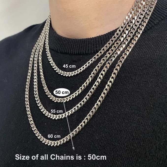 Gifts for Men Boys, Silver Chain Cuban - Stainless Steel Necklace Special Gifts for Dad Daddy, Son,Husband Birthday Christmas Graduation Gifts for Him Son Grandson Brother