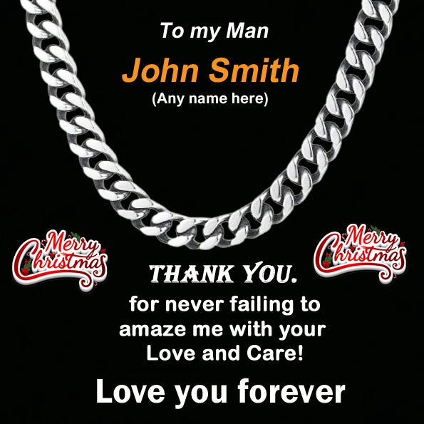 Gifts for Men Boys, Silver Chain Cuban - Stainless Steel Necklace Special Gifts for Dad Daddy, Son,Husband Birthday Christmas Graduation Gifts for Him Son Grandson Brother