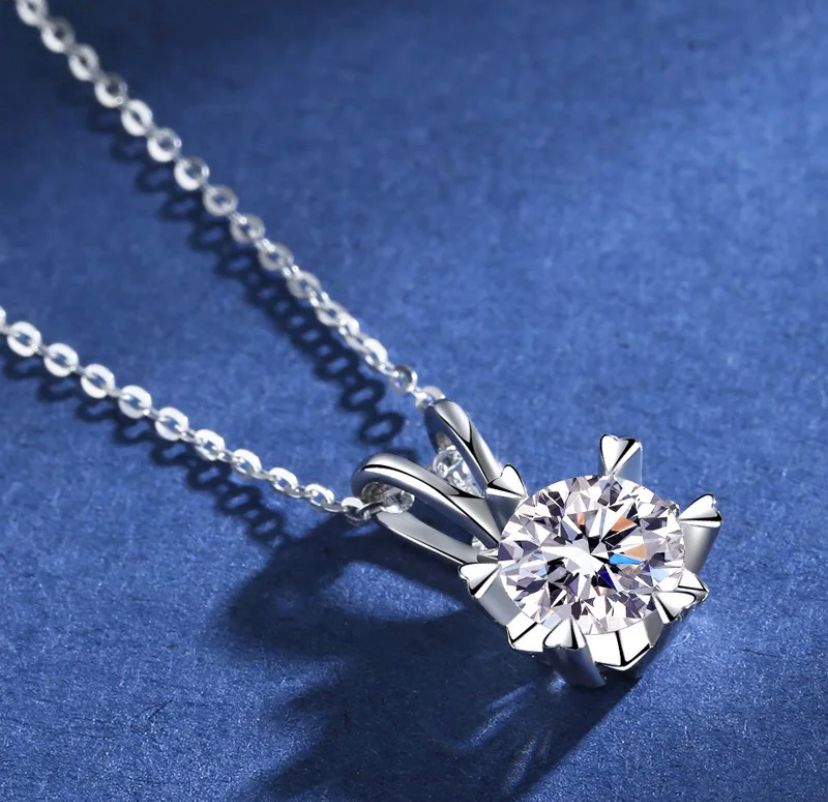 Daisy Philip Moissanite Diamond Necklace,1 Carat Sterling Silver Necklace Sparkling Gifts For Her