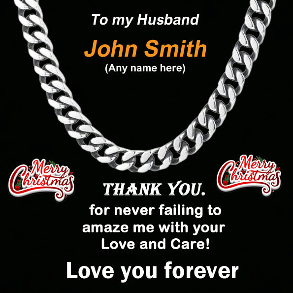 Gifts for Men Boys, Silver Chain Cuban - Stainless Steel Necklace Special Gifts for Dad Daddy, Son,Husband Birthday Christmas Graduation Gifts for Him Son Grandson Brother