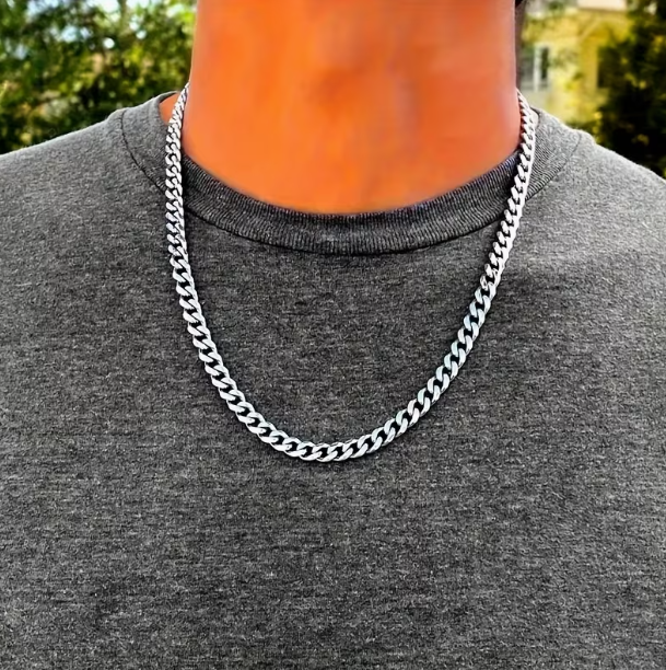 10mm Silver Stainless Steel Necklace