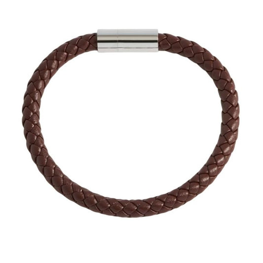 PU Brown Leather Braided Bracelet